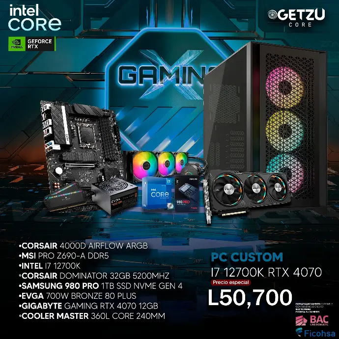 PC CUSTOM INTEL I7 12700K RTX 4070