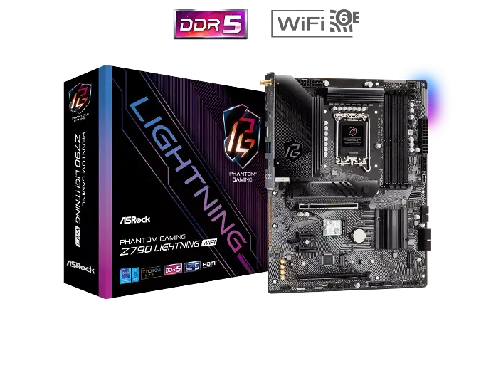 ASRock Z790 Lightning WiFi LGA 1700(14th,13th,12th Gen) Intel Z790 SATA 6Gb/s ATX