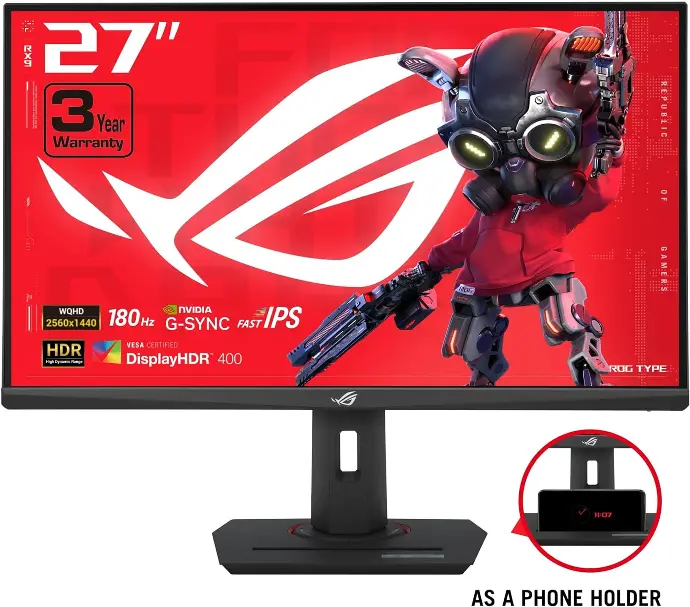 ASUS ROG Strix 27" (XG27ACS) 1440p, 180 Hz, 1 ms, IPS rápido