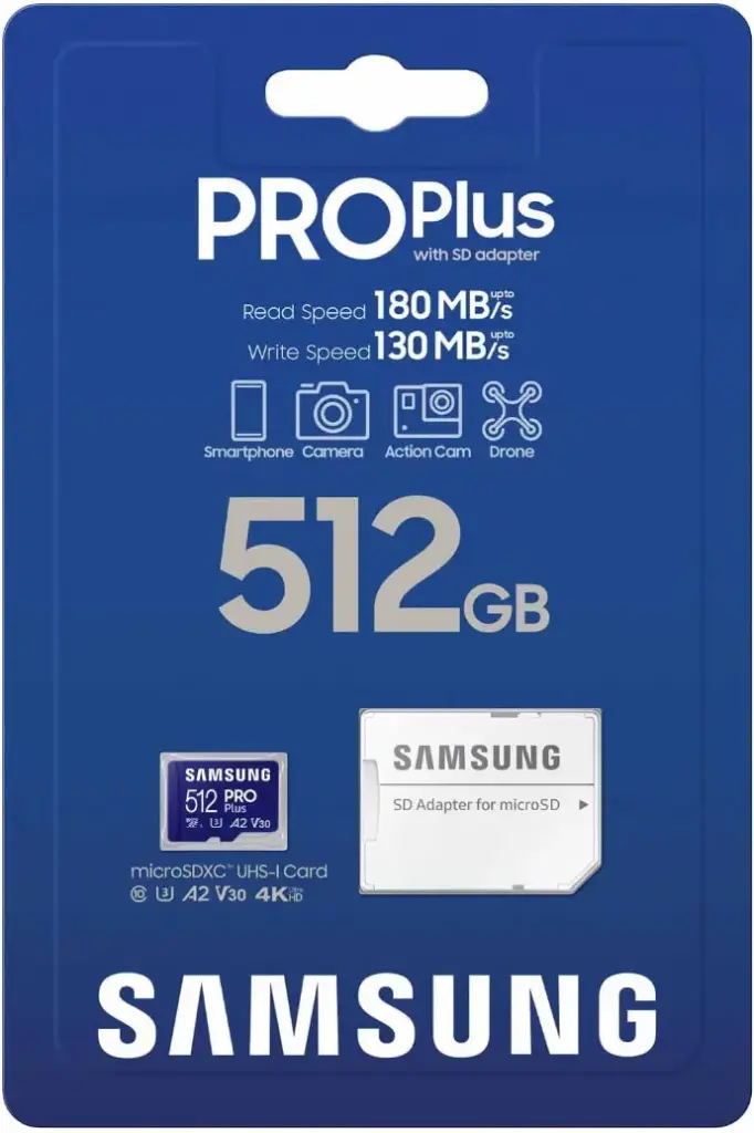 512 GB SAMSUNG MICROSD PRO Plus + ADAPTADOR 