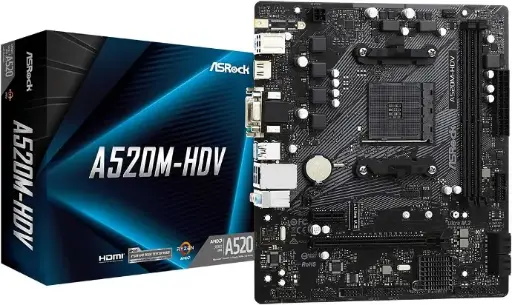 ASRock A520M-HDV Supports AMD AM4 Socket Ryzen™ 3000, 4000 G-Series and 5000 and 5000 G-Series