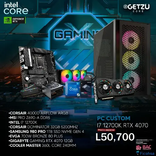 PC CUSTOM INTEL I7 12700K RTX 4070