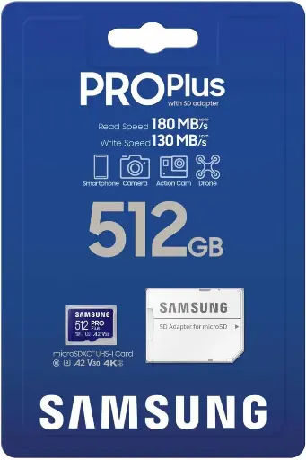 512 GB SAMSUNG MICROSD PRO Plus + ADAPTADOR